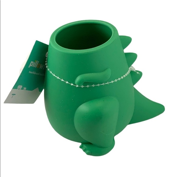 Dino Dinosaur Kids Toothbrush Holder Multi Purpose Non Breakable Storage Green - Picture 5 of 13